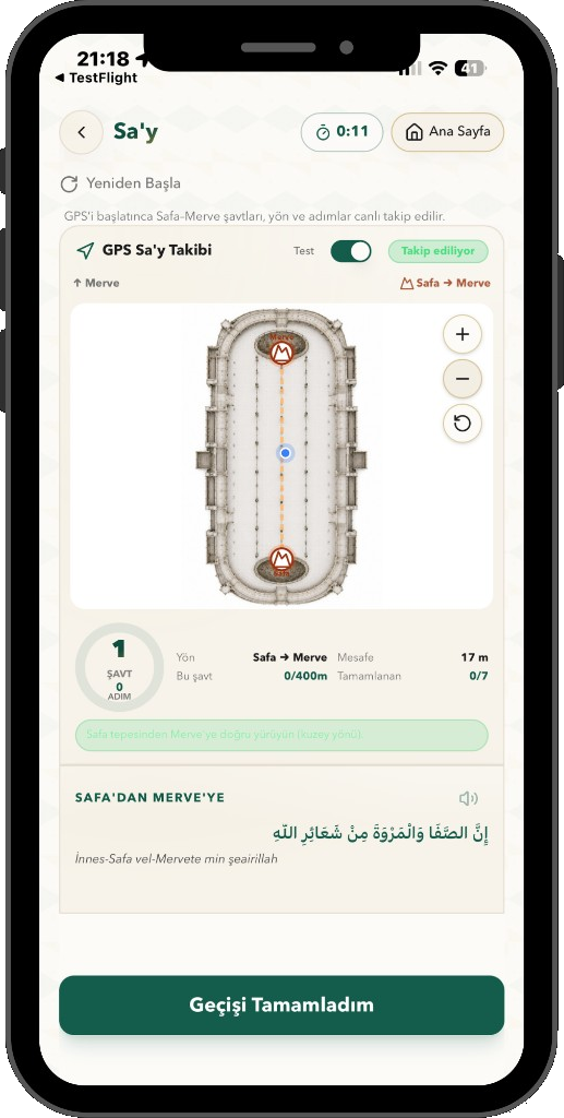Umrago sa’y ekranı — Safa–Merve GPS takibi